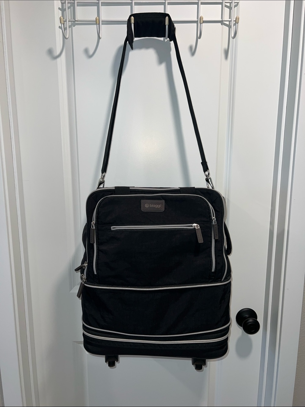 Biaggi Zipsak Expandable Carry-On Luggage Lightweight 19” Black Spinner Wheels